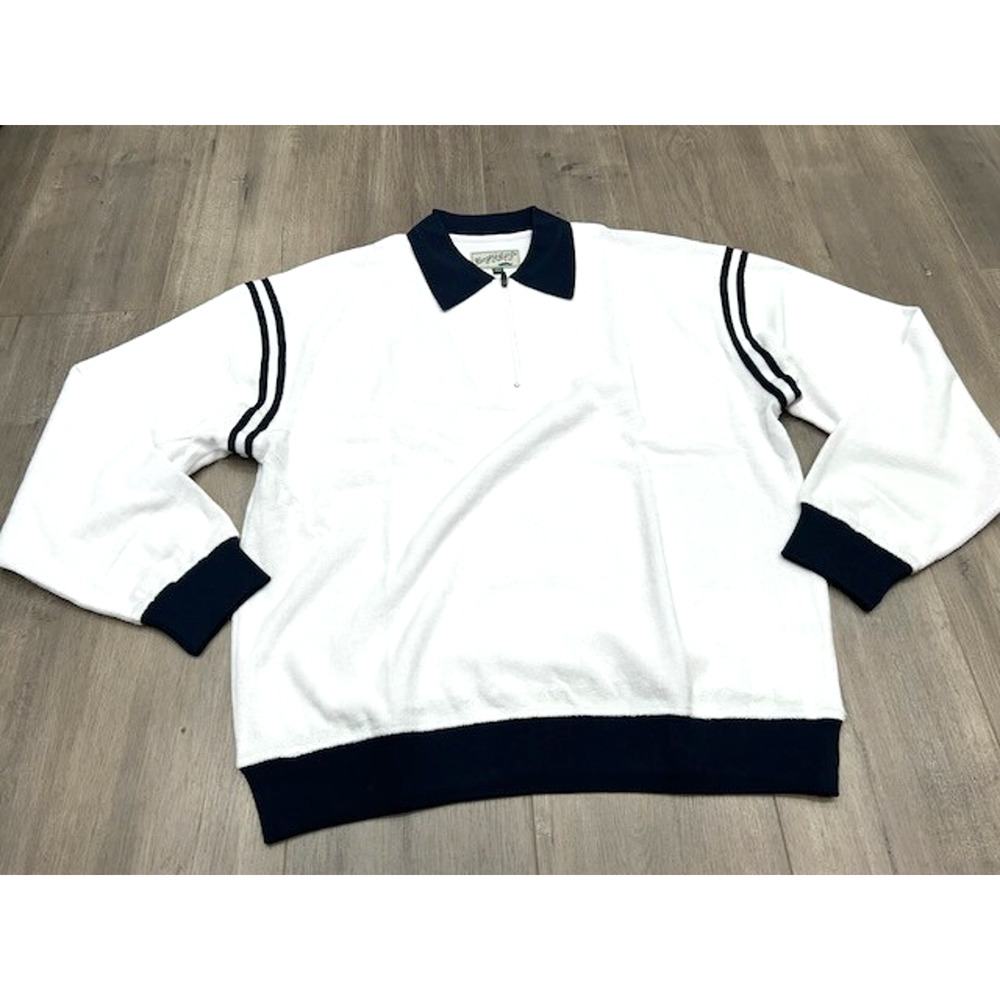 NWOT Bogey Boys Men's Long Sleeve Polo Shirt Zip Terry‎ Crewneck Golf White Sz M